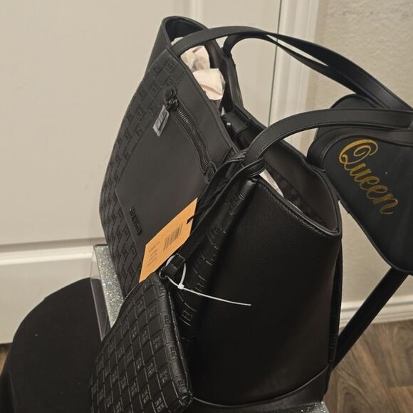 Steve Madden BMagie Block Logo Tote Bag- Black - Picture 6 of 11